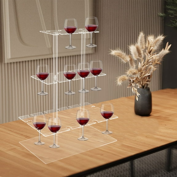 Transparent Acrylic 50*30*65cm Three-Layer Champagne Tower With Adjustable Shelf, Wine Glass Display Stand, Banquet Wine Display Stand