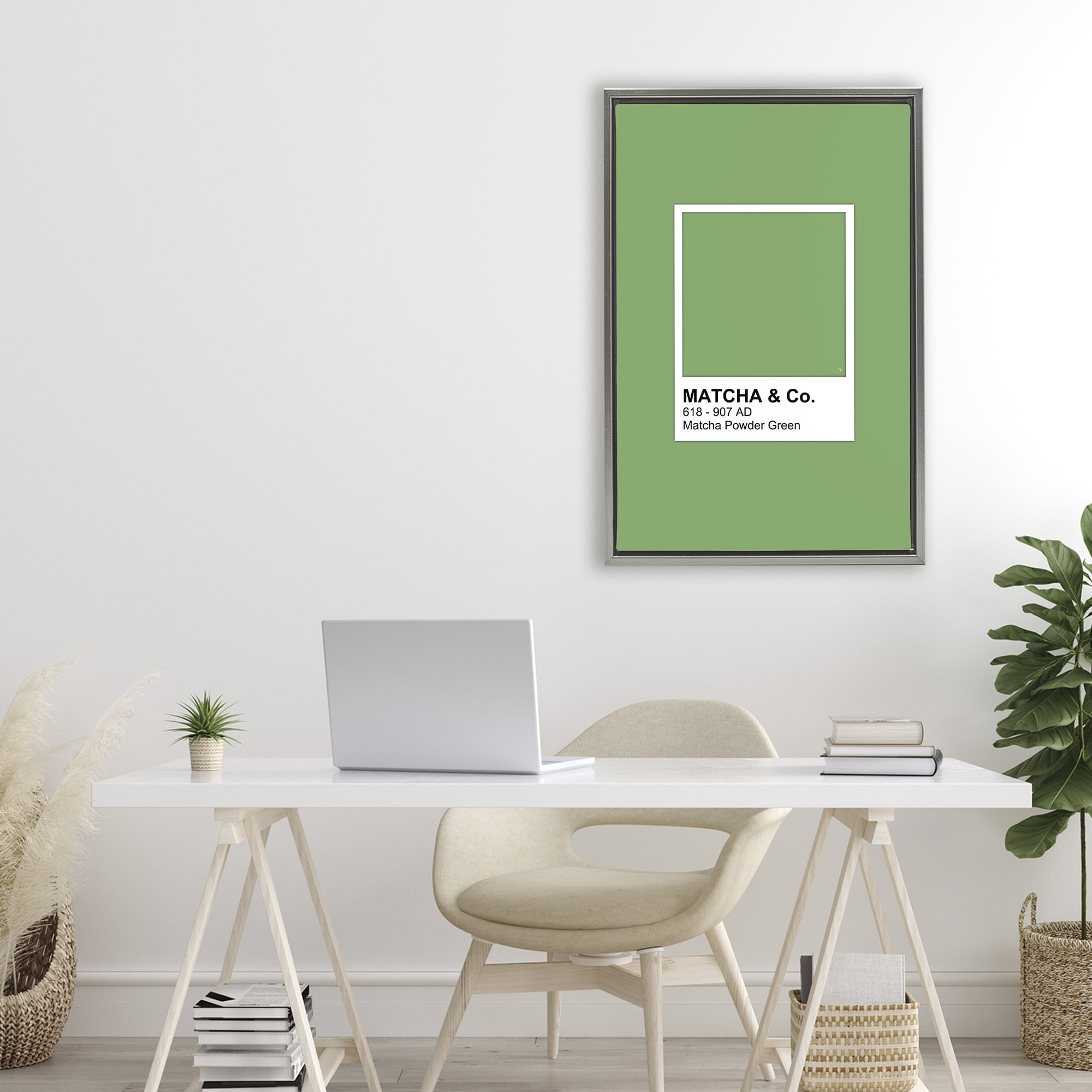 Stupell Industries Matcha Powder Green Shade Gray Framed Floater Canvas Wall Art, design by Martina Pavlova