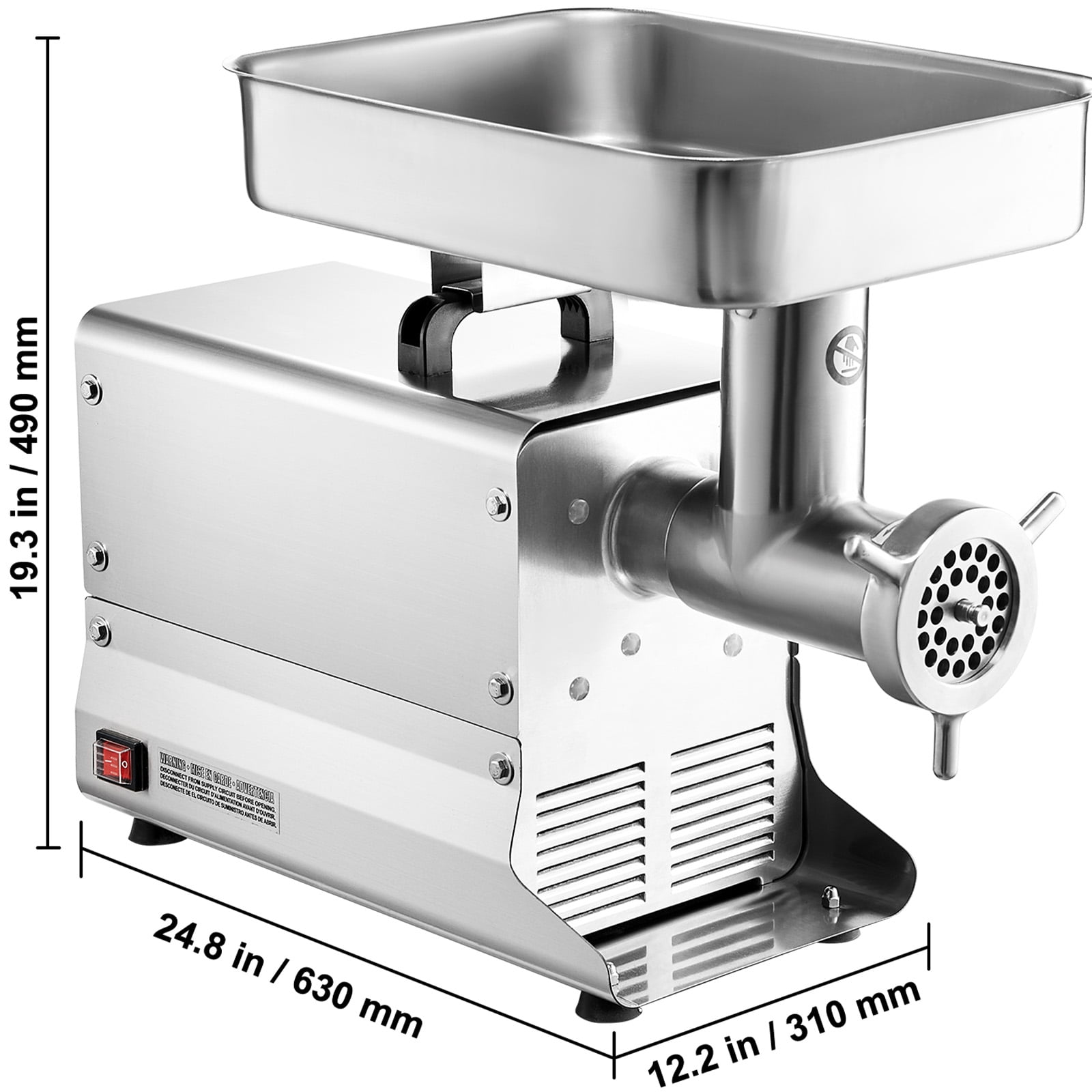 VEVOR Meat Grinder, 13 Lbs/Min Capacity Electric Meat Grinders with Blade, Grinding Plate, Sausage Maker, Stainless Steel Commercial Meat Mincer for Kitchen Restaurant Butcher Store