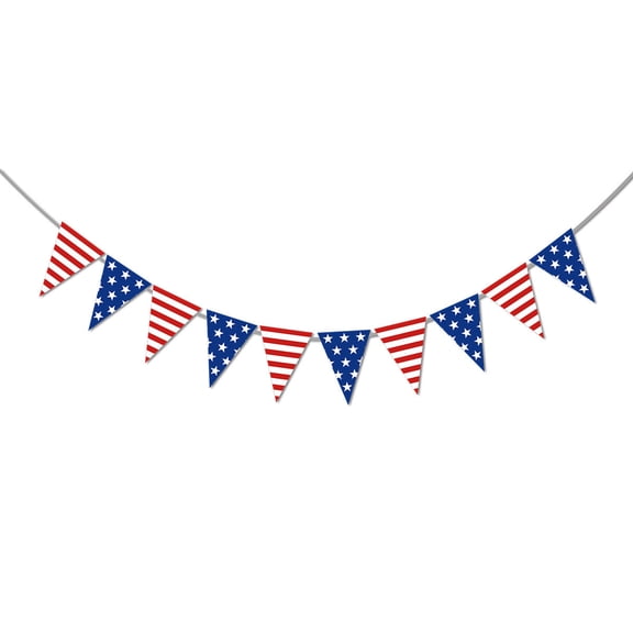 Patriotic Bunting Banner - American Flag Pennant Decor for Fourth of July, Memorial Day, Labor Day - 50 inch Star and Stripe Swag for Indoor Outdoor Party Backdrop, Fireplace, Wall, Patio Decoration