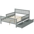 thumbnail image 6 of JERFIT Gray Full Size Platform Bed with Storage Drawers, Guardrails Headboard, Wood Bed Frame for Space Saving Safety, 6 of 10