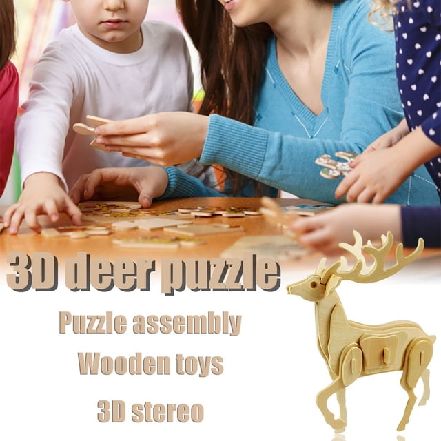 Child 3D Three-dimensional DIY Woodiness Early ducation Toys Model Puzzle