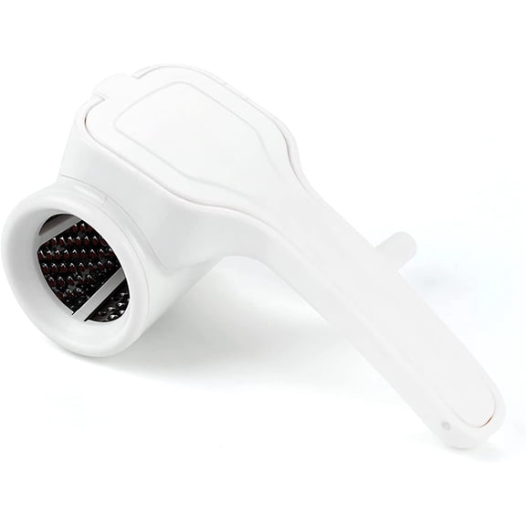 Multipurpose Classic Rotary Cheese Grater with 304 Stainless Steel Drums, Handheld Cheese Grinder for Parmesan, Cheddar, Nuts, Chocolate,Vegetable, Ergonomic Design (White)