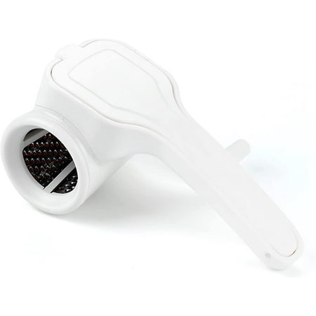 

Multipurpose Classic Rotary Cheese Grater with 304 Stainless Steel Drums Handheld Cheese Grinder for Parmesan Cheddar Nuts Chocolate Vegetable Ergonomic Design (White)
