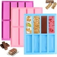 thumbnail image 1 of 3 Pack Silicone Mold, 8 Cavity Large Rectangle Granola Bar Cereal Energy Bar Chocolate Bar Molds, Oreo Mold Silicone Baking Pan for Chocolate MuffinBrownie Corn Bread Cheese Cake Pudding, 1 of 7
