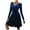 Blue, variant on Herrnalise Women's V-Neck Solid Color Long Sleeve Gold VelvetHigh Waisted Gown Dresses S-XL