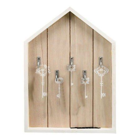 

FORYULIK Home Mini Christmas Ornament Key Holder For Wall Decorative Wooden Wall Key Rack Organizer With 5Pcs Key Hooks Wall Mount Key Hanger For Rustic Home Decorative The Key Mail Organizer