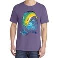 thumbnail image 2 of Wild Bobby, Mahi-Mahi Fish Catching Small, Fish, Garment-Dyed Washed Look Short Sleeve Tees, Purple, X-Large, 2 of 3