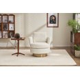 thumbnail image 2 of Modern Swivel Barrel Chair, Velvet Accent Armchair with Gold Stainless Steel Base, Reading Chairs for Bedroom, Living Room,  Beige, 2 of 6