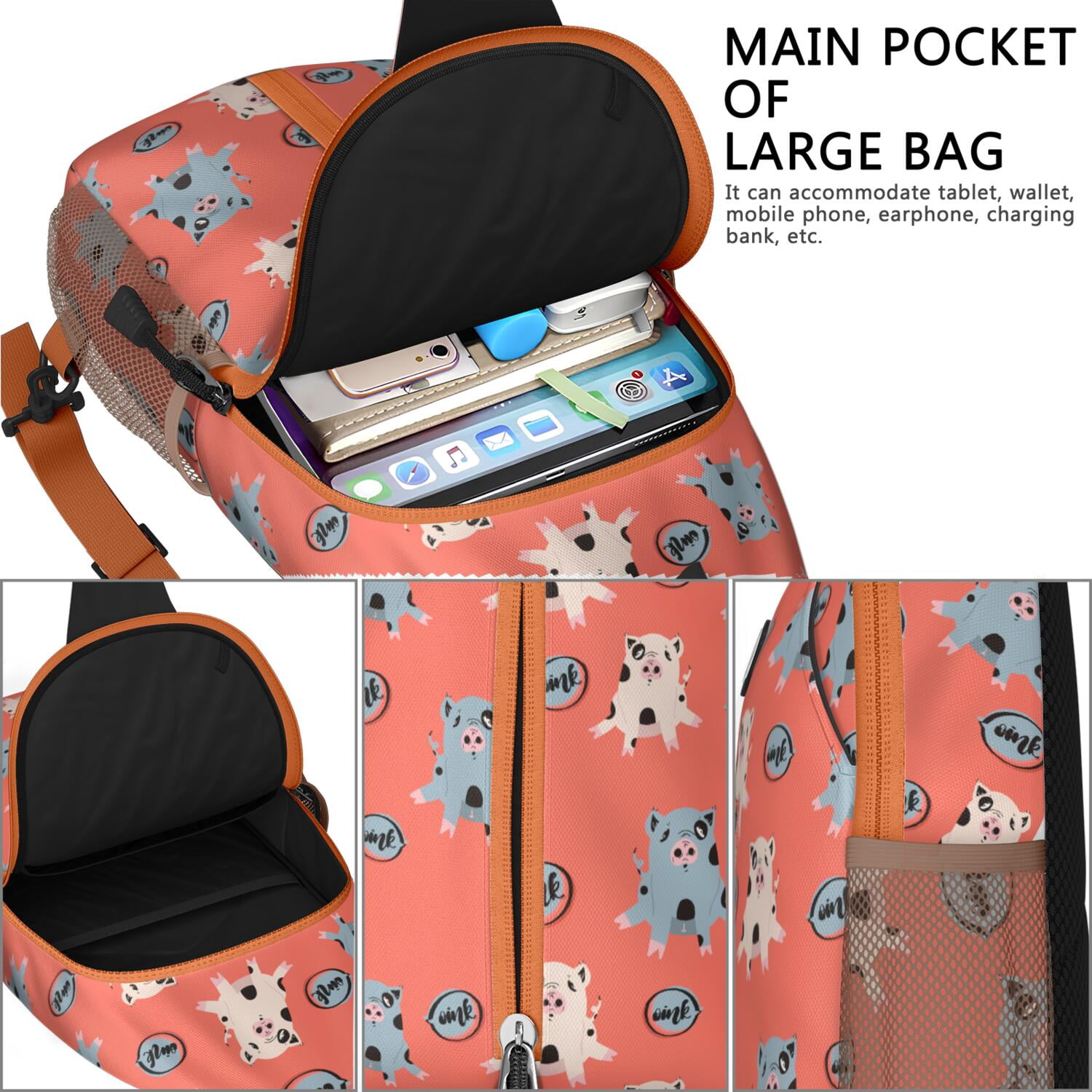 Cute Night Forest Pattern Crossbody Shoulder Bag for Women Men – Large front zip pocket, Multipurpose storage, Lightweight – Artistic Pattern Design for Travel, Hiking, Outdoor