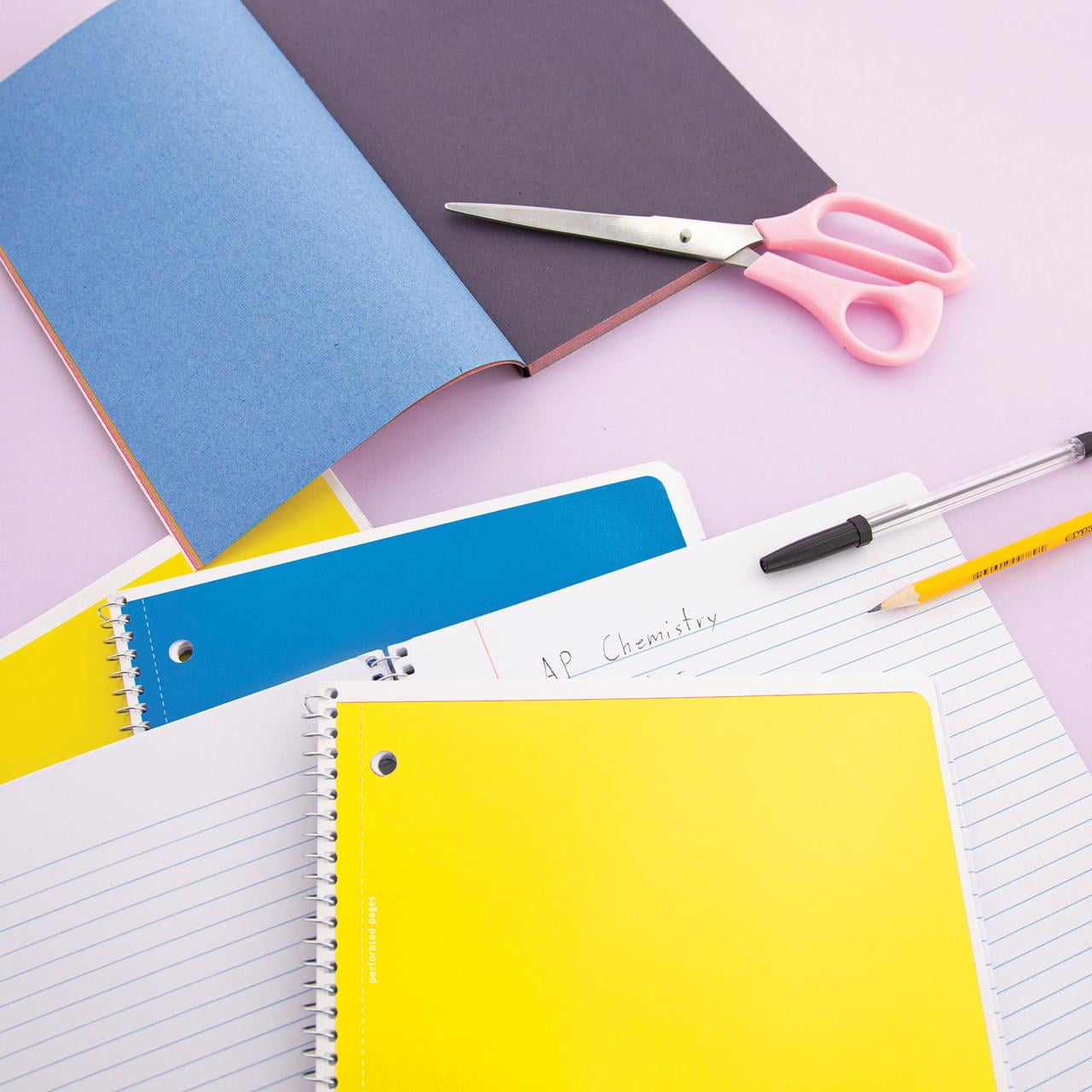 BAZIC Spiral Notebook, 1 Subject, Wide Ruled Paper 8" x 10-1/2", 70 Sheets Yellow Cover, 24-Count