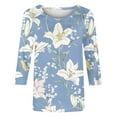 thumbnail image 6 of JTZGDY Womens 3/4 Sleeve Tops Dressy Casual Floral Printed Summer Oversized Crewneck Tunic Blouse Lightweight Relaxed Fit Cozy Pullover T-Shirts Multicolor#13 XL, 6 of 6