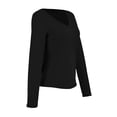 thumbnail image 3 of Playera George para Mujer, Escote V Profundo Manga Larga Negro Talla M, 3 of 4