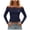 Navy, variant on Women's Lace Off The Shoulder Crop Tops Y2k Goth Cinched Waist Long Sleeve Cropped T Shirts Going Out Outfits (Black, S)