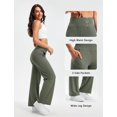 thumbnail image 3 of Pantalones de yoga Libin, pierna ancha, 29 cm de cintura alta para mujer, color verde militar, 3 of 7