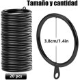 thumbnail image 2 of Anillos para Colgar Cortinas de Metal con Ojales para Cortinas, para Cortinas y Varillas, 38 mm de Diámetro Interior, 20 Unidades (Negro), 2 of 5