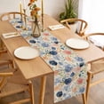 thumbnail image 3 of Colorful Flowers Table Runner - 108 Inch Long, Kitchen Dining Table Runner Dresser Scarves, Watercolor Retro Blue Pink Floral Farmhouse Decor for Coffee Tables Wedding Party Banquet, 3 of 8