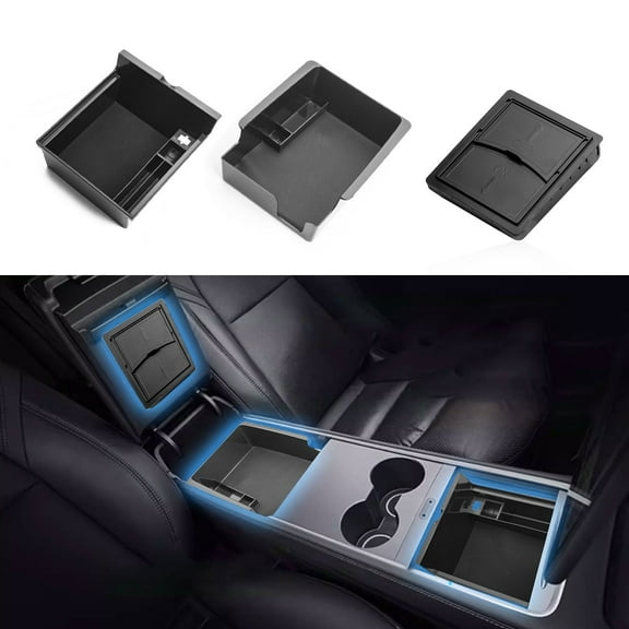 Xotic Tech 3PCS Center Console Organizer Tray Armrest Hidden Cubby Drawer Storage Box with Coin and Sunglass Holder Interior Accessories Tray Compatible with Tesla Model 3 Model Y 2021-2023