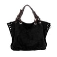 thumbnail image 1 of Bolso de mano de lona de gran capacidad de 25 x 15 cm, moderno, informal, de poliéster y algodón, para mujer (negro), 1 of 7