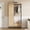 natural, variant on Gaderth 79inch Armoire Wardrobe Closet, Wood and Metal Frame Clothes Storage Organizer with Double Closed Doors, Open Hanging Rod, Bottom Drawer, Freestanding Bedroom Furniture for Small Spaces
