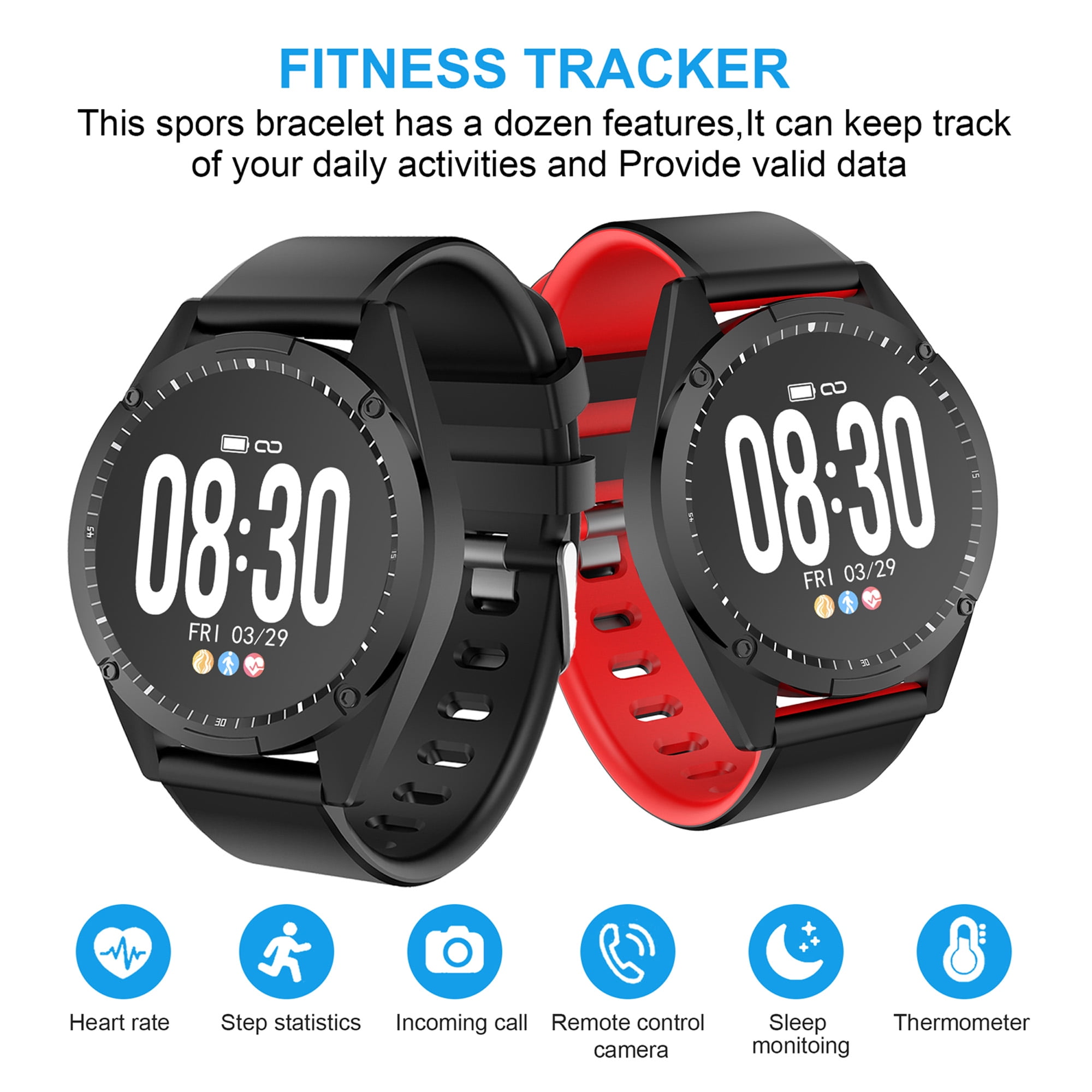 AGPtek Waterproof Sport Smart Watch Blood Pressure Heart ...