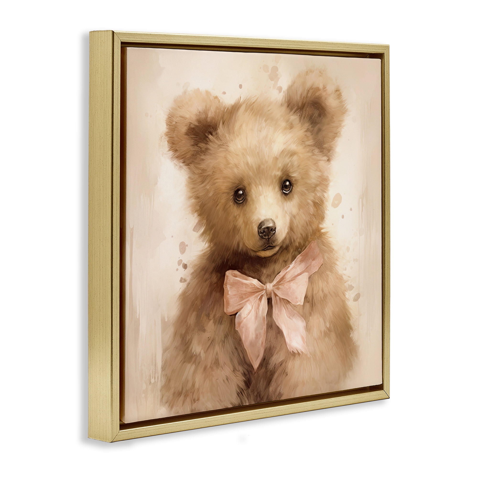 Stupell Industries Little Baby Bear Gold Framed Floater Canvas Wall Art, design by Tina LeCour