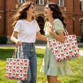 thumbnail image 2 of XYZCANDO Christmas Bow Print Padded Shoulder Tote Bag, Large Capacity Holiday Carryall Purse for Women, Cute Festive Handbag for Shopping Travel Xmas Gift, 2 of 7