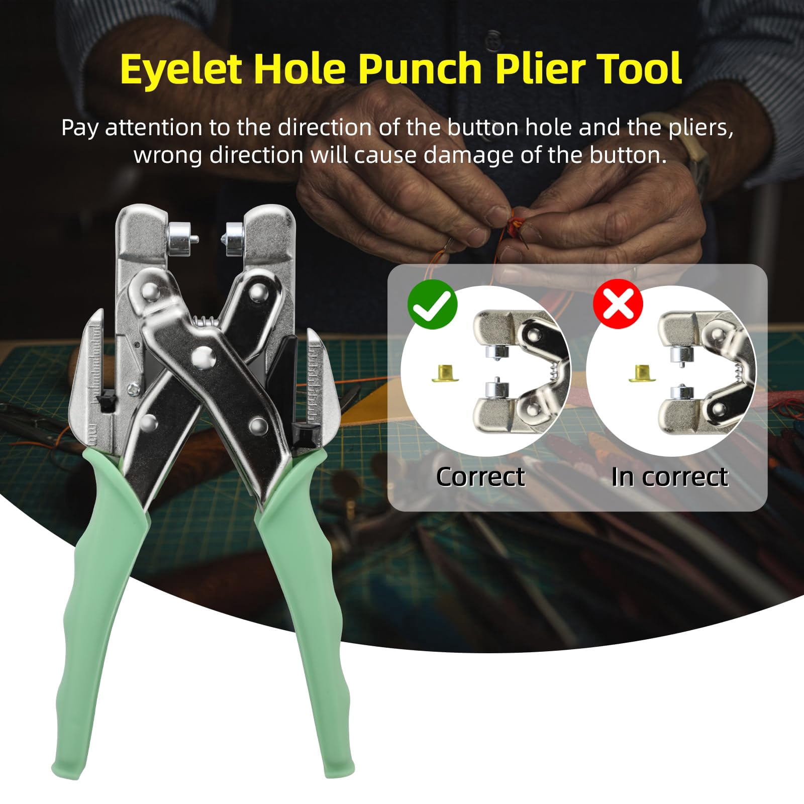 3/16 & 1/8 Grommet Tool Kit And Eyelet Hole Punch Plier  Pliers Set With 160 Metal Grommets Eyelets Case For Leather Bags Clothes Belt Cards Crafts