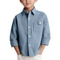 thumbnail image 2 of Mercatoo Toddler Baby Boys Shirt Lapel Collar Button Down Solid Lightweight Long Sleeve Tops Fall Casual Comfy Clothes, 2 of 7