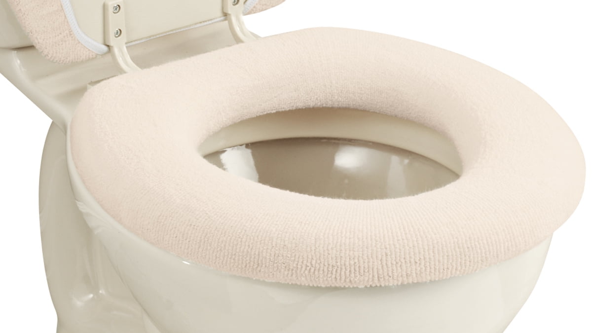 SOLID GREEN FLEECE Fabric Elongated Toilet Seat Cover Set 