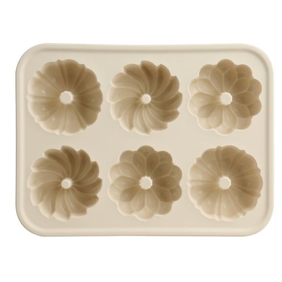Mainstays Silicone Fluted Mini Cakelet Pan with 6 Cavities, Beige