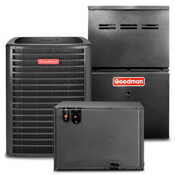 Goodman 3 Ton 15.2 SEER2 80% 60000 BTU Natural Gas Furnace & Air Conditioner System - R32, Single Stage, Horizontal | Central Split, Evaporator Cased Coil, AC/Heating Unit