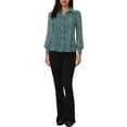 thumbnail image 3 of INSPIRE CHIC Women's Elegant Floral Point Collar Long Sleeve Button Down Shirts, 3 of 6