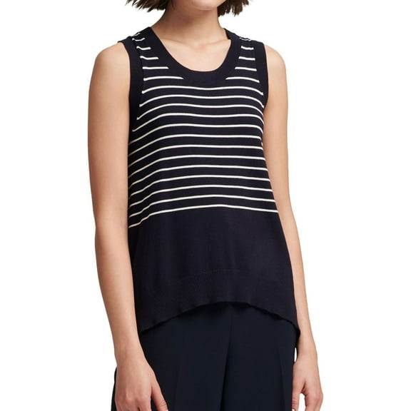 DKNY Womens Sleeveless Pullover Sweater, Blue, Large