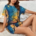 thumbnail image 4 of Fuzoiu Abstract Night Sky Tree Print Women's Short-Sleeved Pajama Set,Lounge Sleepwear Set,Womens Pajama Sets 2 Piece,Button-Up Top and Shorts with Pockets-3X-Large, 4 of 7
