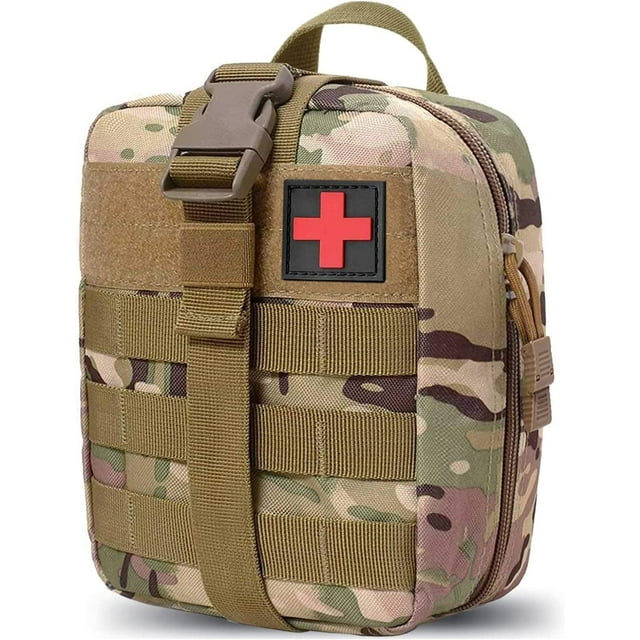 RV Ifak Bolsa médica de emergencia militar Riñonera todo en uno para hombres Gran capacidad Adecuada para supervivencia Montañismo Motocicleta Bicicleta Bolsa EDC (Camuflaje) Rojo Verde