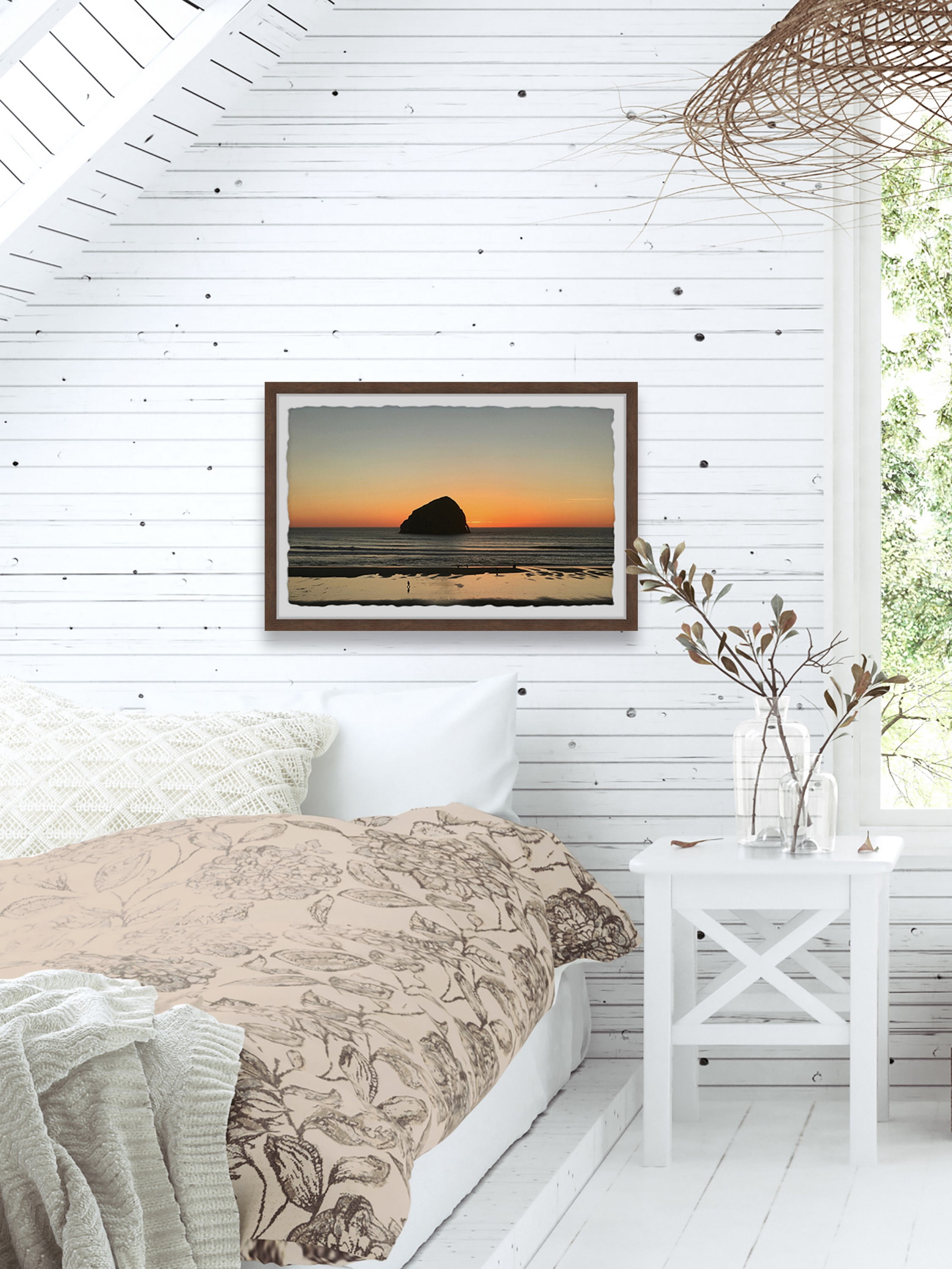 Marmont Hill Dawn Behind the Rock Framed Wall Art, 1.50" x 36.00"