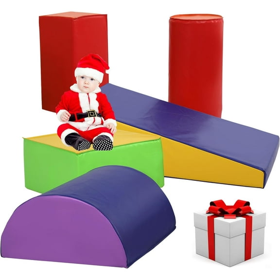 Dkelincs 5-Piece Baby Climb & Crawl Soft Foam Toys for Toddlers1-3, Secure Foam Block Playset, Multicolor