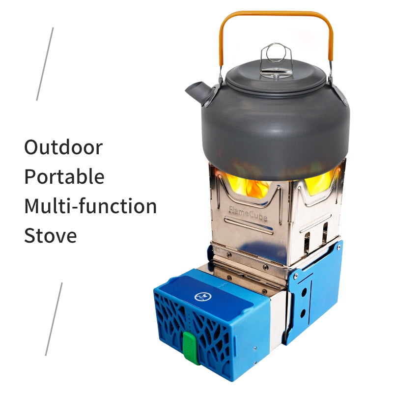Flame Cube Portable Wood Buring Camp Stove Outdoor Folding Backpacking Stove With Battery To Power USB Charging