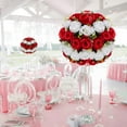 thumbnail image 4 of BLOSMON 13.7" Large Wedding Flower Ball for Table Centerpiece 2 Pcs of Artificial Red and White Rose Flores Arrangement Bouquet for Dining Birthday Party Home Decor, 4 of 8