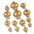 thumbnail image 1 of Dapper Skull with Bowtie Wood Mini Charms Shapes DIY Craft Jewelry - No Hole - Various Sizes (16pcs), 1 of 7