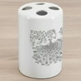 thumbnail image 1 of Peacock Ceramic Toothbrush Holder, Uncolored Design Outline Image of Blossoming Floral Tree Branches and Bird, Decorative Versatile Countertop for Bathroom, 4.5" X 2.7", Charcoal Grey White, 1 of 4