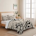 thumbnail image 5 of Quilts Twin Size, Beige Black Botanical Soft Comforter Bedding Set for Bed, Farmhouse Laugh Love Leaves Lightweight Quilted Bedspread with Pillow Cover(2 Pieces) for All Season, 68x86 Inch, 5 of 9