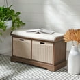 thumbnail image 2 of SAFAVIEH Landers 2 Drawer Storage Bench with Cushion, Brown, 2 of 12