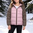 thumbnail image 2 of Kogui Kids Colorblock Puffer Jacket Hooded Zip-Up Warm Winter Coat with Raglan Sleeves Boys Girls Size 9-10 (Pink,9-10 Years), 2 of 8