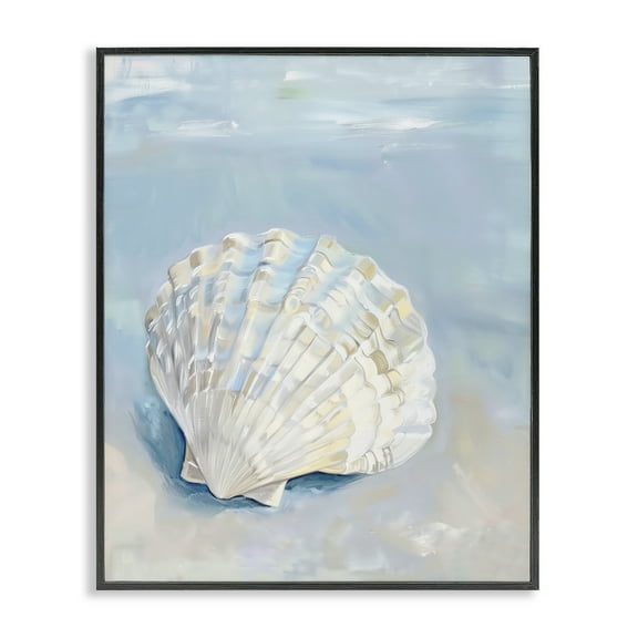Stupell Industries Coastal Scallop Clam Animals Painting Black Framed Art Print Wall Art, 11 x 14