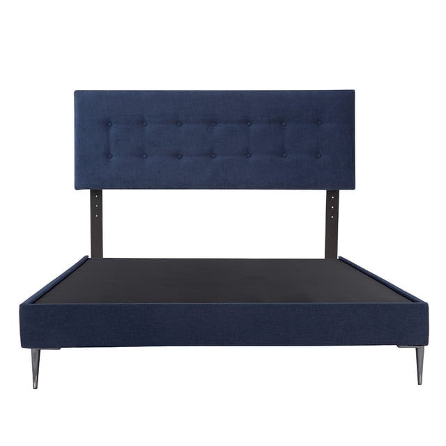 Base Cama Slim Matrimonial + Cabecera Bilbao Azul Marino
