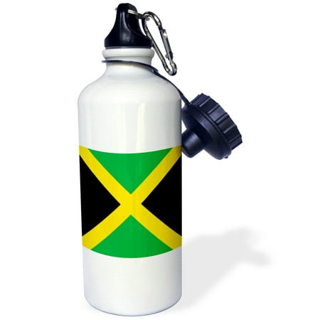 

3dRose Flag of Jamaica square - Caribbean Jamaican green black with yellow gold saltire cross - The Cross - Water Bottle 21-ounce