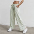 thumbnail image 4 of vigerkar Women's Striped Pants Pajama Lounge Boxer Pants Casual Wide Leg Drawstring PJ Bottoms Trousers (Blue, L), 4 of 9