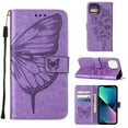 thumbnail image 1 of for iPhone 14 Case Wallet, for Women Men with Card Holder & Magnetic Cover & Kickstand Strap Glitter PU Leather Flip Flower Butterfly Pattern Case for iPhone 14 6.1 inch 2022,Lightpurple, 1 of 6